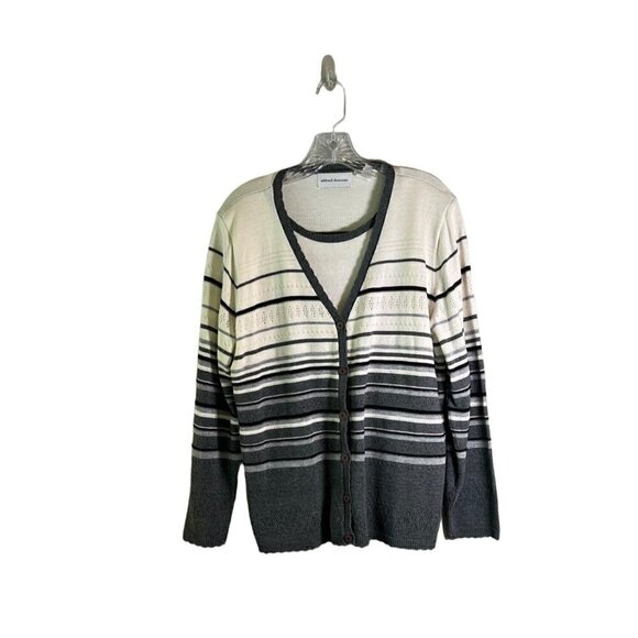 ALFRED Dunner Women Size Large Vintage Black and White Long Sleeve Sweater - Picture 1 of 13